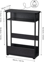 Vintage Narrow Side Table with Storage Shelf, 3 Tier Slim End Table Modern Sofa Table for Narrow and Small Spaces, 24.6 Inch Height Bedside Table Nightstand (Black, Large)