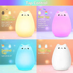 Litake Cute Cat Night Light, Squishy 16 Colors Changing Cat Lamp with Remote, Kitty Cat Touch Light, Silicone Baby Nightlight for Kids,Christmas Gifts for Kids Girls Boys Teen Room Decor Multi-Mode