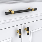 goldenwarm 10 Pack Black and Gold Cabinet Pulls 4 Inch Kitchen Cabinet Handles Black Kitchen Drawer Pulls for Dresser Bathroom Modern Hardware,Zinc Alloy Base