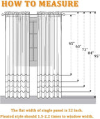 RYB HOME Short White Linen Curtains 45 inches Long, Cortinas para Cuarto Semi Sheer Curtains Rod Pocket Bedroom Kitchen Bathroom Window, White, W 52 x L 45, Set of 2