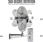 OVENTE 7" Wall Mounted Makeup Mirror with 1X/7X Magnification, Double Sided Magnifying Round Bathroom Vanity Mirror, 360° Swivel Design, Extendable and Folding Arm, Polished Chrome MNLFW70CH1X7X