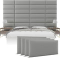 Vänt Upholstered Wall Panels - King/Cal King Size Wall Mounted Headboards - Vintage Leather Light Grey - Twin/King - Set of 4 Panels (Each Individual Panel 39"x11.5")