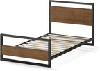 ZINUS Suzanne Bamboo and Metal Platform Bed Frame with Footboard, Wood Slat Support, No Box Spring Needed, Easy Assembly, Twin