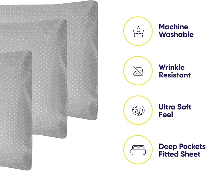 King Size Bed Sheets - 6 Piece 1500 Supreme Collection Fine Brushed Microfiber Deep Pocket King Sheet Set Bedding - 2 Extra Pillow Cases, Great Value, King, Dot Gray