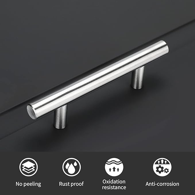 homdiy 200 Pack Drawer Handle Brushed Nickel Kitchen Hardware - HD201SN Cabinet Handles for Kitchen Furniture Hardware Derocative Straight Handle Pull, 8-4/5in Hole Centers