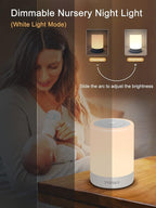 Baby Night Light, Nursery Night Lamp for Breastfeeding, Portable Nightlight for Kids Toddlers Bedroom, Warm & Soft Bedside Lamp, Touch Control, Rechargeable, Lasting Up to 100Hours