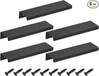 uxcell Cabinet Finger Edge Pull, 5pcs 120mm / 4.72" Aluminum Alloy Back Mount Hidden Cabinet Pulls Concealed Handle for Home Kitchen Drawer Cabinet, Black