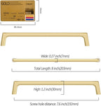 Amerdeco 10 Pack Brushed Gold Cabinet Pulls 7.5 Inch(192MM) Hole Centers Kitchen Cabinet Handles Hardware Kitchen Handles for Cabinets Cupboard Handles Drawer Pulls ZH0041