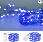 String Lights, Waterproof LED String Lights,2 Pack 20ft 60 LED Festival Decorations Crafting Battery Powered Copper Wire Starry Fairy Lights (Blue)