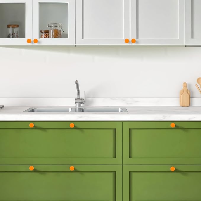 Ravinte 5 Pack Cabinet Knobs Orange Kitchen Cabinet Knobs Round Dresser Drawer Pulls Closet Door Pulls 1-1/5 Inch