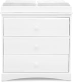 Delta Children Sutton 3 Drawer Dresser with Changing Top and Interlocking Drawers - Greenguard Gold Certified, Bianca White