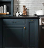 Goo-Ki Low Profile Antique Brass Cabinet Pulls, Double Hole Centers(6.3''/7.6'') Zinc Alloy Handle for Drawer Cupboard Wardrobe,6 Packed