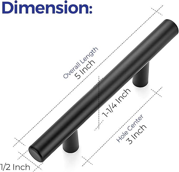 Ravinte 40 Pack | 5 Inch Cabinet Pulls Matte Black Stainless Steel Kitchen Drawer Pulls Cabinet Handles 5 Inch Length, 3 Inch Hole Center