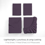 Mellanni King Sheets Set - 4 PC Iconic Collection Bedding - Hotel Luxury, Extra Soft, Cooling Bed Sheets - Wrinkle, Fade, Stain Resistant (King, Purple)