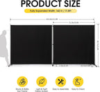 Rantila 2 Large Panels Room Divider,Portable Office Divider,Convenient Movable,Folding Partition Privacy Screen for Bedroom,Dining Room, Study,142" W x 71" H,Black