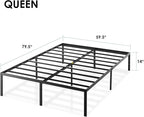 Best Price Mattress 14 Inch Metal Platform Beds w/ Heavy Duty Steel Slat Mattress Foundation (No Box Spring Needed), Queen, Black