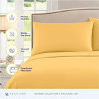 Twin XL Sheets - Breathable Luxury Sheets with Full Elastic & Secure Corner Straps Built In - 1800 Supreme Collection Extra Soft Deep Pocket Bedding Set, Sheet Set, Twin XL, Yellow