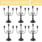 Romadedi Candelabra Black Candle Holders: 3 Arm Halloween Candlestick Holder11.8 Gothic Home Decor for Party Table Centrepiece Mantel Christmas, Set of 6