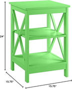 Convenience Concepts Oxford End Table 15.75" - Modern Living Room Table with Storage Shelves, Transitional Nightstand Side Table for Home Decor and Display, Lime Green