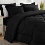 CozyLux Oversized Queen Comforter Set Black - 7 Pieces Bed in a Bag Comforter Set with Sheets, Luxury Soft Bed Set All Seasons, Bedding Set with Down Alternative Comforter, Sheets, Pillowcases & Shams