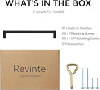 Ravinte 10 Pack Solid Kitchen Cabinet Handles Matte Balck Cabinet Pulls Slim Drawer Pulls with 7-1/2 Inch Hole Center Square Bar Kitchen Cabinet Hardware