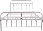 TUSEER Metal Bed Frame Full Size with Vintage Headboard and Footboard Platform Base Wrought Iron Bed Frame (Full, White)