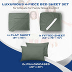 DREAMCARE Full Size Sheets Set - 4 Pcs Cooling Bed Sheets with Up to 15" Deep Pockets - Soft, Long-Lasting 100% Brushed Polyester with Side Pocket (Sage Green)