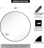 ANDY STAR Round Wall Mirror for Bathroom, 30 Inch Black Circle Mirror Modern Premium Stainless Steel Metal Frame Wall Mounted for Bathroom, Entryway, Vanity, Living Room, Bedroom