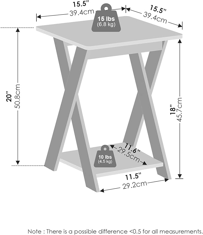 Furinno TIDUR Night Stand, Open Shelf Design X-Legs Nightstand, Criss-Crossed Bedside Table, End Table, Side Table, for Bedroom, Living Room, French Oak