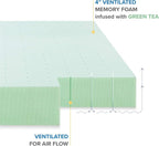 Best Price Mattress 4 Inch Ventilated Memory Foam Mattress Topper with Calming Green Tea Infusion, CertiPUR-US Certified, Twin, 4" Green Tea
