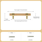 Wooden Drawer Pulls,6-Pack Beech Wood Drawer Handles 2.5in,Suitable for Kitchen, Living Room, Bedroom, Bathroom and Other Scenes,Gold