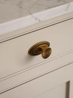 10 Pack Antique Brass Cabinet Knobs with Base Vintage Flat Drawer Pulls Kitchen Cupboard Bathroom Dresser Cabinet Hardware Handles Zinc Alloy