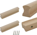 2Pcs Unfinished Beech Wood Solid Furniture Pulls Handles,Unfinished Unpainted Paintable Wooden Handles Cupboard Closet Drawer Handle Pull,Length 3.94",Hole Dis.2.52"