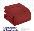 Sweet Home Collection 5 Piece Comforter Set Bag Solid Color All Season Soft Down Alternative Blanket & Luxurious Microfiber Bed Sheets, Red, Twin