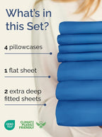 Extra Deep Split King Sheet Set - 7 Piece Breathable & Cooling Sheets - Hotel Luxury Bed Sheets Set - Easy Fit - Soft, Wrinkle Free & Comfy Sheets Set - Royal Blue Sheet Set with Extra Deep Pockets