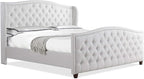 Jennifer Taylor Home Marcella Upholstered Shelter Headboard Bed Set, King, Bright White Polyester