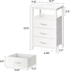 Huuger Nightstands Set of 2, 27.6 Inch End Tables with Charging Station, Bedside Tables with Drawers, PU Leather Finish, USB Port and Outlet, Night Stands for Bedroom, White