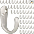 IBosins 50PCS Coat Hooks Wall Mounted Single Prong Robe Hook for Hanging Towel Hooks with 100 Screws for Cup, Mug, Bags, Hat, Cap, Scarf, Pet leashes