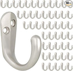 IBosins 50PCS Coat Hooks Wall Mounted Single Prong Robe Hook for Hanging Towel Hooks with 100 Screws for Cup, Mug, Bags, Hat, Cap, Scarf, Pet leashes