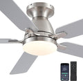 Ceiling Fans with Lights, 56" Flush Mount Ceiling Fan with Light and Remote/APP Control, Low Profile, Modern Ceiling Fan Reversible, Dimmable, Noiseless, Brushed Nickel for Bedroom