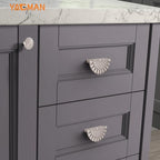 Brushed Nickel Cabinet Pulls 6 Pack 3 Inch Modern Drawer Handles Kitchen Cupboard Half Moon Bathroom Dresser Sunflower Cup Pull SH-BN76-6