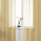 DUALIFE Tan Beige Sheer Curtain 120 Inch Length Light Brown Semi Voile Sheer Curtains Drapes for Living Room and Bedroom Window Treatments 2 Panels 52x120 Inches Long Natural Taupe