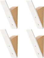 Homeforia Beech Wood Coat Hooks, High End Beech Wood & White Metal Wall Mounted Clothing Hooks, Mid-Century Modern Coat Hooks, Heavy Duty Wooden Hooks for Hanging Coats, Hats, Towels & More, Set of 4