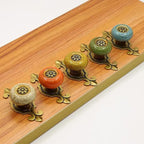 5 Pack Retro Ceramic Knobs,Vintage Dresser Kitchen Petal Cabinet Pulls Rustic Zinc Alloy Base Back Plate Kid Cupboard Wardrobe Drawer Door Handles (Leopard Print White)