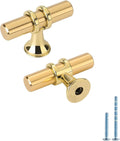 LONTAN 20 Pack Brushed Brass Cabinet Knobs Gold Dresser Knobs - LS6852GD T Bar Square Gold Cabinet Pull Single Hole Kitchen Cupboard