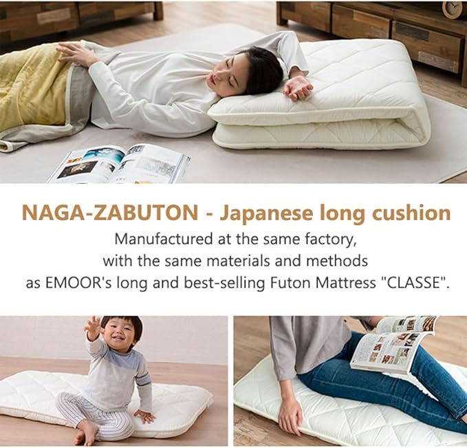 EMOOR Japanese Futon Mattress CLASSE Small-Twin Made in Japan White, Foldable Floor Sleeping Bed Tatami Mat