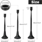 Black Taper Candle Holder 3-Pack - Iron Taper Candle Stick Holders for Table Decor, Wedding, Party - Fits 3/4 Inch Candles