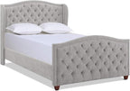 Jennifer Taylor Home Marcella Upholstered Shelter Headboard Bed Set, Queen, Silver Grey Polyester