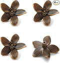 Flower Cabinet Knobs, Antique Brass, 4 Pack, Zinc Alloy Decorative Hardware for Decorative Handles for Furniture, Vanity, Kitchen,Closet, Bathroom – Unique Antique Pull