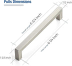 JOY DECOR 4 Pack Cabinet Handles, Brushed Nickel Cabinet Pulls, 6-1/4 Inch Kitchen Closet Handles Square Drawer Pulls Stainless Steel Drawer Hardware, 160mm Hole Centers